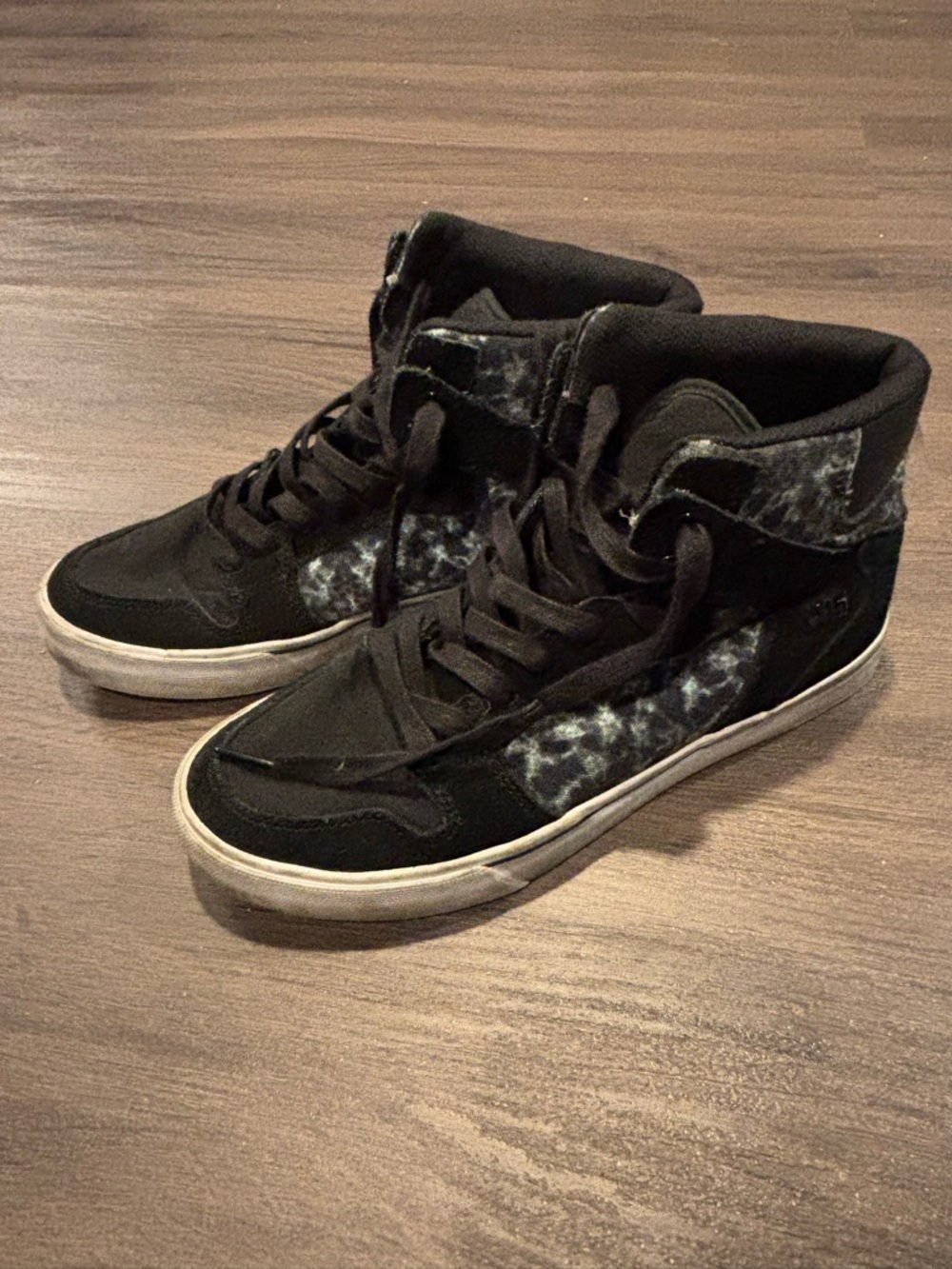 Supra High-Top Sneakers in Black with Marbled Gray Panels